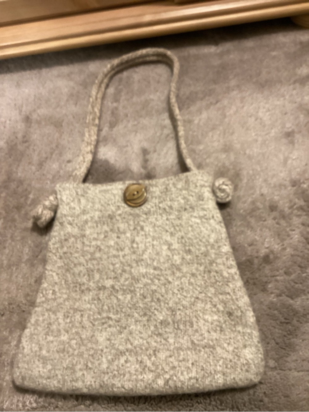 Wool Felt Shoulder Bag in Light Gray